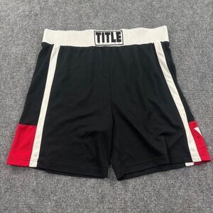 TITLE Boxing Shorts Medium Black White Red Polyester Athletic Mens